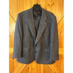 Vintage Palm Beach Lined Wool Blazer Dark Gray Herringbone READ Size 52 (5404)